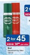 Brut Deodorant For Men-2x120ml Per Offer 