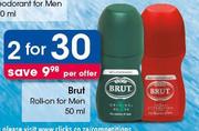 Brut Roll On For Men-2x50ml Per Offer
