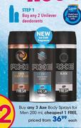 Axe Body Sprays For Men-200ml Each