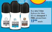 Axe Roll Ons For Men-50ml Each