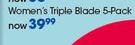 Super Max Disposable Razors Women's Triple Blades-5 Pack Per Pack