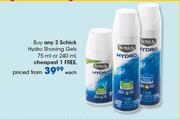 Schick Hydro Shaving Gels-75ml Or 240ml Each