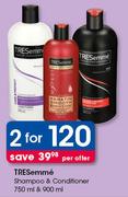 TRESemme Shampoo & Conditioner 750ml & 900ml-For 2 Per Offer