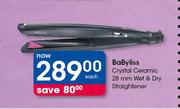 BaByliss Crystal Ceramic 28mm Wet & Dry Straightener-Each