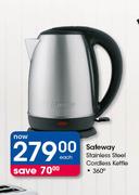 Safeway Stainless Steel Cordless Kettle-Each