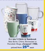 Clicks Or Kambrook New Bone, China, Stoneware Or Porcelain Mugs-Each