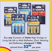 Varta High Energy Or Long Life AA Or AAA Batteries(Excl.Hearing Aid Batteries)-Per Pack