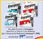 Energizer Max Plus Or Lithim Coin Batteries(Excl.Hearing Aid Batteries)-Per Pack