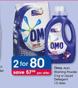 Omo Auto Washing Powder-2Kg Or Liquid Detergent-1.5Ltr-For 2