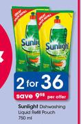 Sunlight Dishwashing Liquid Refill Pouch-2 x 750ml