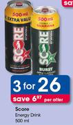 Score Energy Drink-3x500ml Per Offer