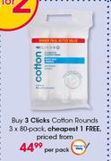 Clicks Cotton Rounds-3 x 80 Pack