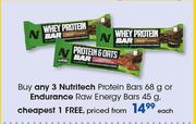 Nutritech Protein Bars 68g Or Endurance Raw Energy Bars 45g-Each