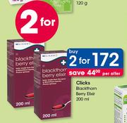 Clicks Blackthorn Berry Elixir-2x200ml Per Offer