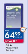 Clicks Alkaline/ Acid Test Strips-Per Pack