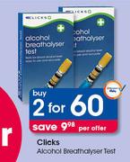 Clicks Alcohol Breathalyser Test-For 2 Per Offer