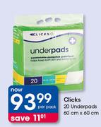 Clicks Underpads 60cm x 60cm-20 Per Pack