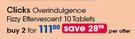 Clicks Overindulgence Fizzy Effervescent-2x10 Tablets Per Offer