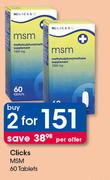 Clicks MSM-2x60 Tablets Per Offer