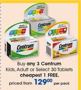 Centrum Kids, Adult Or Select-30 Tablets Per Pack
