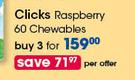Clicks Multivitamin Raspberry-3x60 Chewables Per Offer