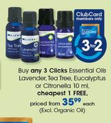 Clicks Essential Oils, Lavender, Tea Tree, Eucalyptus Or Citronella-10ml Each