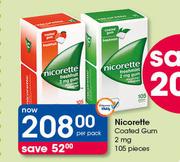 Nicorette Coated Gum 2mg-105 Pieces Per Pack