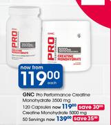 GNC Pro Performance Creatine Monohydrate 5000mg-50 Servings Each