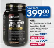 GNC Pro Performance AMP Amplified Gold 100% Whey Protein Advanced-2Lb Each