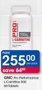 GNC Pro Performance L-Carnitine 500-60 Tablets Per Pack