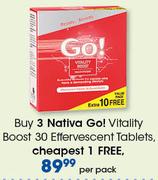 Nativa Go! Vitality Boost 30 Effervescent Tablets-Per Pack