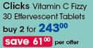 Clicks Vitamin C Fizzy 30 Effervescent Tablets-For 2