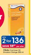 Clicks Cod Liver Oil Emulsion Orange-2 x 200ml