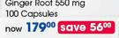 GNC Ginger Root 550mg 100 Capsules