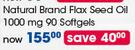 GNC Natural Brand Flax Seed Oil-1000mg 90 Softgels