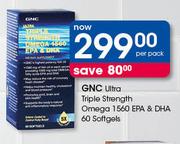 GNC Ultra Triple Strength Omega 1560 EPA & DHA 6 60 Softgels-Per Pack