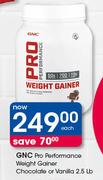GNC Pro Performance WeightGainer Chocolate Or Vanilla 2.5 lb-Each