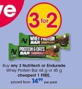 Nutritech Or Endurade Whey Protein Bar-60g Or 45g Each