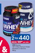 USN Blue Lab 100% Whey Premium Protein Strawberry Or Bar One-2x908g Per Offer