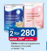 Clicks Nutritional Supplements (Strawberry, Chocolate Or Vanilla)-2x1kg 