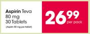 Aspirin Teva 80mg-30 Tablets Per Pack