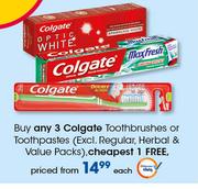 Colgate Toothbrushes Or Toothpastes(Excl. Regular, Herbal & Value Packs)-Each