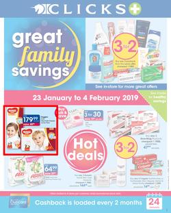 Clicks : Great Family Savings (23 Jan - 4 Feb 2019), page 1