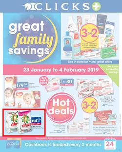 Clicks : Great Family Savings (23 Jan - 4 Feb 2019), page 1