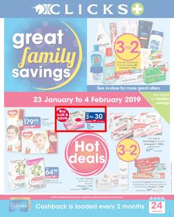Clicks : Great Family Savings (23 Jan - 4 Feb 2019), page 1