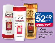 L'Oreal Elvive Shampoo Or Conditioner 400ml-Each