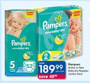 Pampers Active Or New Baby Dry Nappies Jumbo Pack-Per Pack