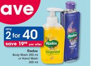 Radox Body Wash 250ml Or Hand Wash 300mll-2x Per Offer