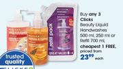 Clicks Beauty Liquid Handwashes-500ml, 250ml Or Refill 700ml Each