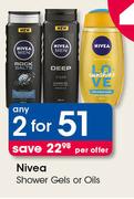 Nivea Shower Gels Or Oils-2xPer Offer